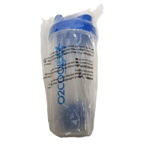 O2Cool Protein Shaker Bottle Blue BPA Free Gym Fitness Leak Proof New